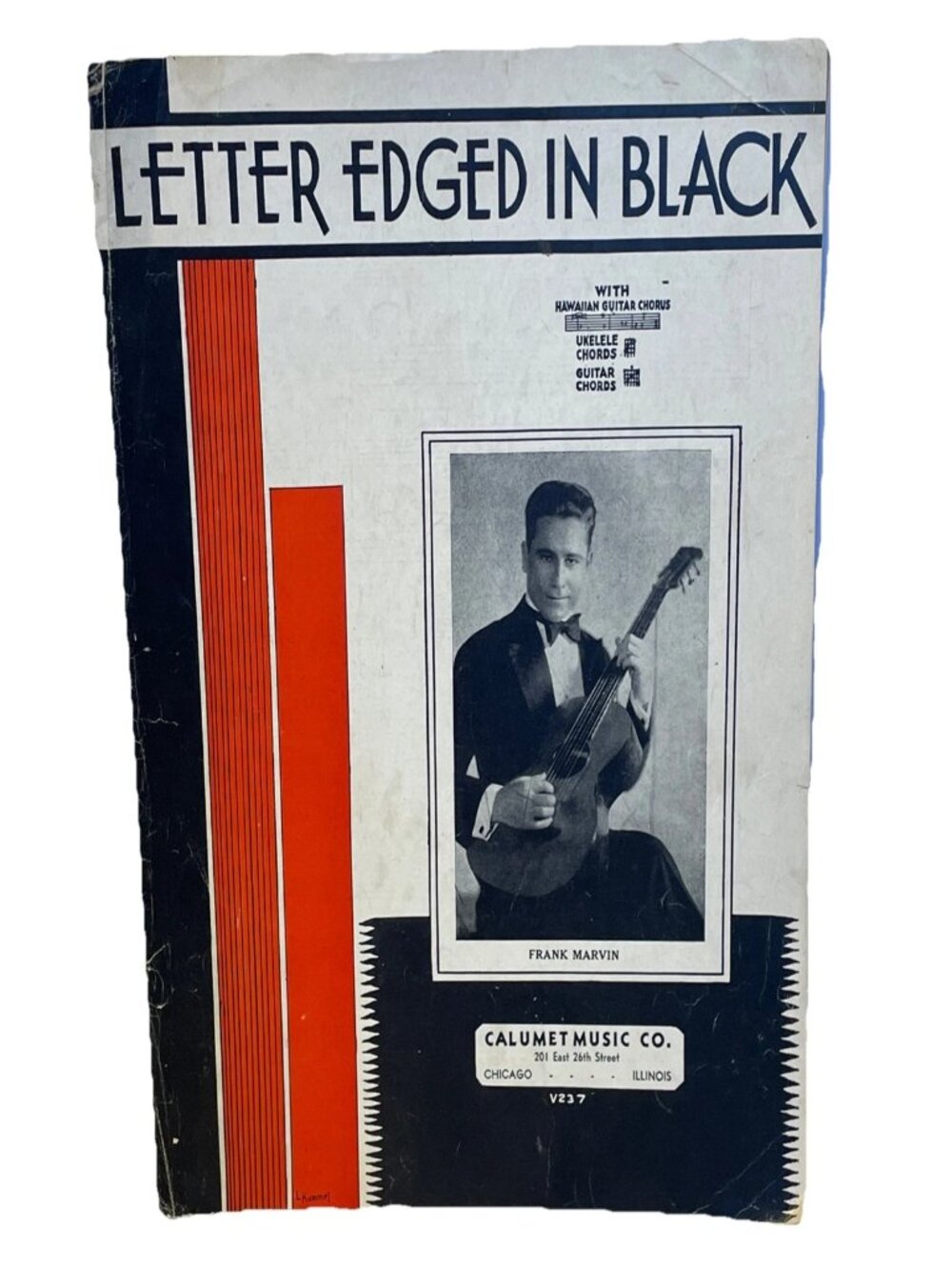 1935 Letter Edged In Black Sheet Music Frank Marvin Calumet Hawaiian Guitar Ukue